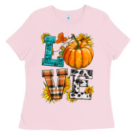 Bubblegum Pink love pumpkin Ladies Tee - HRA Design Shop