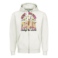 Oatmeal Heather read books change the world artiststas Zipper Hoodie - Artiststas