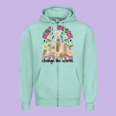 Read Books Change The World Artiststas Zipper Hoodie Designed By Artiststas