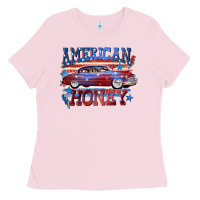 Bubblegum Pink American honey 4th of july Ladies Tee - CowGirlArtShop