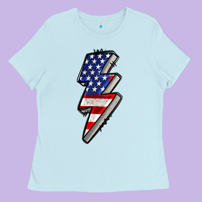 American Lightning Bold 4th Of July Ladies Tee Designed By Cowgirlartshop