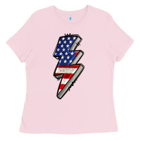 Bubblegum Pink American lightning bold 4th of july Ladies Tee - CowGirlArtShop