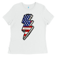 White American lightning bold 4th of july Ladies Tee - CowGirlArtShop