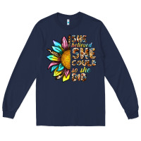 Navy she believed she could so she did Long Sleeve Tee - NancyCooperArtShop