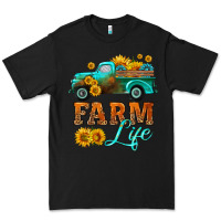 Black farm truck  farm life with sunflower Premium Tee - HRA Design Shop