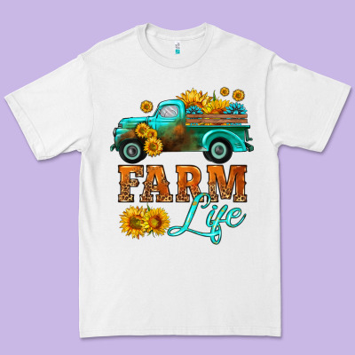 Farm Truck  Farm Life With Sunflower Premium Tee Designed By Hra Design Shop