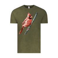 Vintage Olive Northern Cardinal Bird Vintage Tee - LillyAllenDesigns