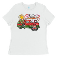 White hello summer Ladies Tee - SublimationCraftShop