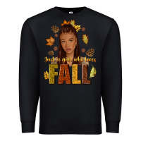 Black Just a girl who loves Fall afro woman Premium Sweatshirt - NancyCooperArtShop