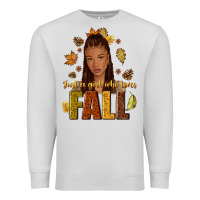 Dove Grey Just a girl who loves Fall afro woman Premium Sweatshirt - NancyCooperArtShop