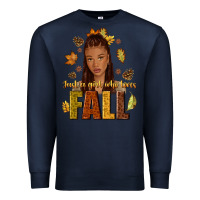 Navy Just a girl who loves Fall afro woman Premium Sweatshirt - NancyCooperArtShop
