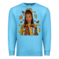 Ocean Blue Just a girl who loves Fall afro woman Premium Sweatshirt - NancyCooperArtShop