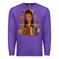 Purple Just a girl who loves Fall afro woman Premium Sweatshirt - NancyCooperArtShop
