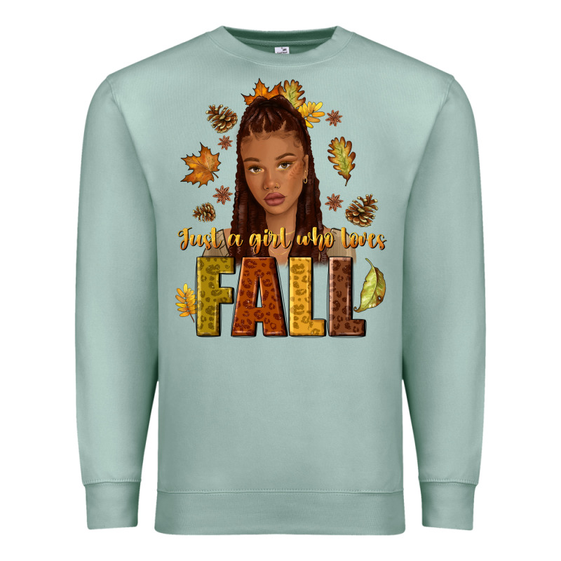 Just A Girl Who Loves Fall Afro Woman Premium Sweatshirt by NancyCooperArtShop | Teevron