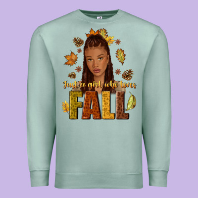 Just A Girl Who Loves Fall Afro Woman Premium Sweatshirt Designed By Nancycooperartshop