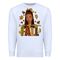 White Just a girl who loves Fall afro woman Premium Sweatshirt - NancyCooperArtShop