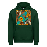Forest Green western horse and sunflower seamless pattern Urban Hoodie - FaDigitalArtStudio