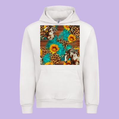 Western Horse And Sunflower Seamless Pattern Urban Hoodie Designed By Fadigitalartstudio