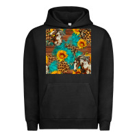 Pigment Black western horse and sunflower seamless pattern Urban Hoodie - FaDigitalArtStudio