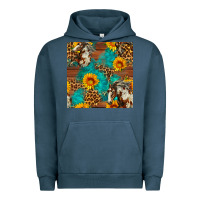 Pigment Midnight Navy western horse and sunflower seamless pattern Urban Hoodie - FaDigitalArtStudio