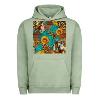 Pigment Oil Green western horse and sunflower seamless pattern Urban Hoodie - FaDigitalArtStudio