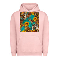 Pigment Salmon western horse and sunflower seamless pattern Urban Hoodie - FaDigitalArtStudio