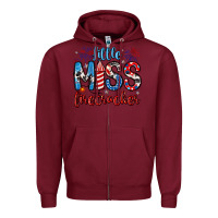 Burgundy little miss firecracker 4th of july Zipper Hoodie - Artiststas