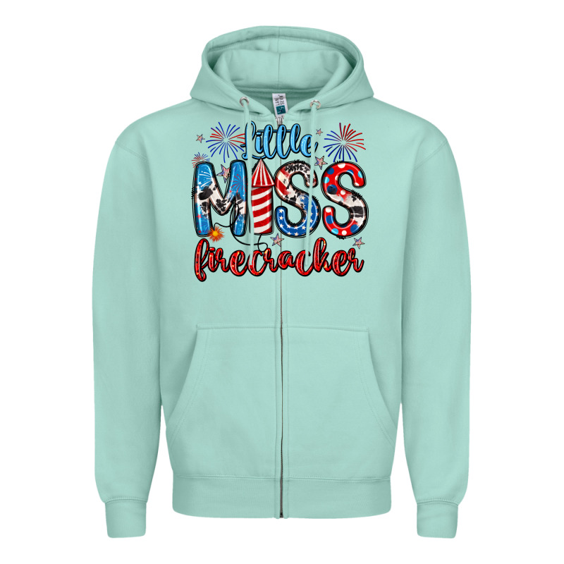 Little Miss Firecracker 4th Of July Zipper Hoodie by Artiststas | Teevron