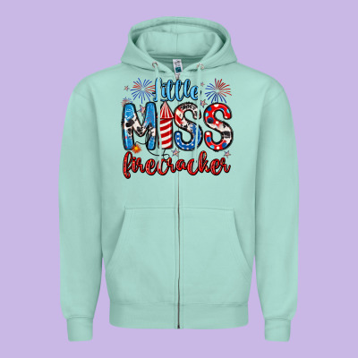 Little Miss Firecracker 4th Of July Zipper Hoodie Designed By Artiststas