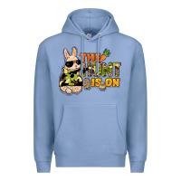 Colony Blue The hunt is on Easter Day Premium Hoodie - HowdyJamesFarm