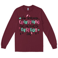 Burgundy she overcame everything that was meant to destroy Long Sleeve Tee - MaliasSmallBusiness