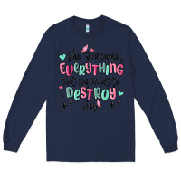 Navy she overcame everything that was meant to destroy Long Sleeve Tee - MaliasSmallBusiness