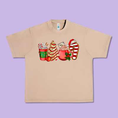 Christmas Tree Cake And Coffee Cups Ado Urban Heavy Tee Designed By Adodesignshop