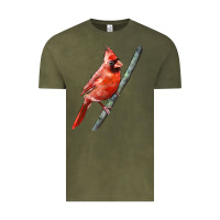 Vintage Olive Northern Cardinal Bird Vintage Tee - LillyAllenDesigns