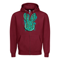 Burgundy gemstone rabbit Zipper Hoodie - Artiststas