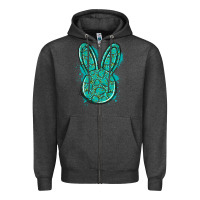 Charcoal Heather gemstone rabbit Zipper Hoodie - Artiststas