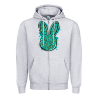 Heather Grey gemstone rabbit Zipper Hoodie - Artiststas