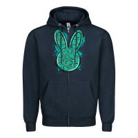 Navy gemstone rabbit Zipper Hoodie - Artiststas
