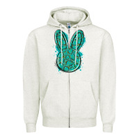 Oatmeal Heather gemstone rabbit Zipper Hoodie - Artiststas