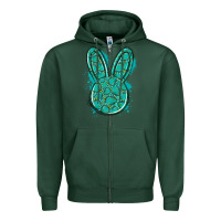 Sports Green gemstone rabbit Zipper Hoodie - Artiststas