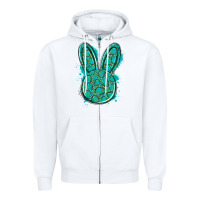 White gemstone rabbit Zipper Hoodie - Artiststas