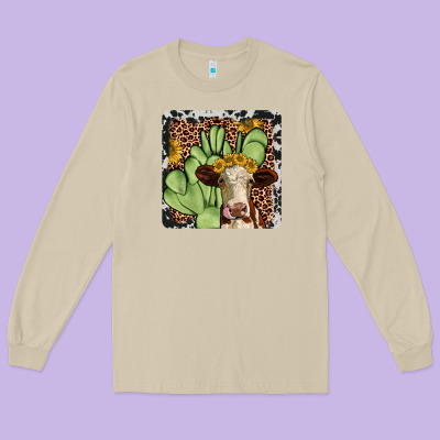 Cactus Hereford Coaster Long Sleeve Tee Designed By Jahusdesignshop