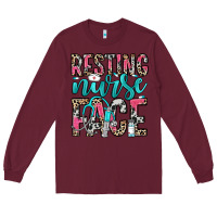 Burgundy resting nurse face Long Sleeve Tee - NancyCooperArtShop