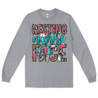 Heather Grey resting nurse face Long Sleeve Tee - NancyCooperArtShop