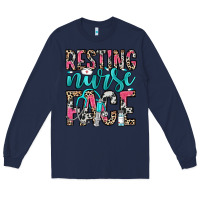 Navy resting nurse face Long Sleeve Tee - NancyCooperArtShop