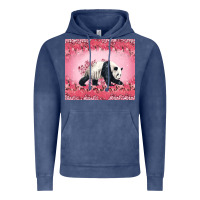 Vintage Denim Panda With Sakura Blooms Vintage Hoodie - LillyAllenDesigns