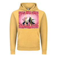 Vintage Mustard Panda With Sakura Blooms Vintage Hoodie - LillyAllenDesigns