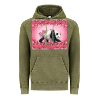 Vintage Olive Panda With Sakura Blooms Vintage Hoodie - LillyAllenDesigns