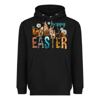 Black Happy Easter with Cowboy Heavyweight Hoodie - NancyCooperArtShop