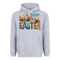 Heather Grey Happy Easter with Cowboy Heavyweight Hoodie - NancyCooperArtShop